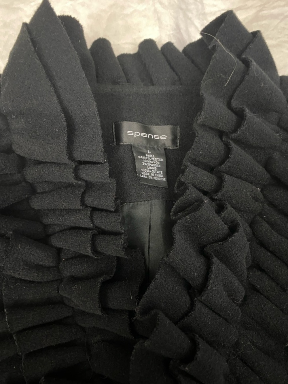 Spense Navy Ruffle Collar Blazer - Picture 3 of 9